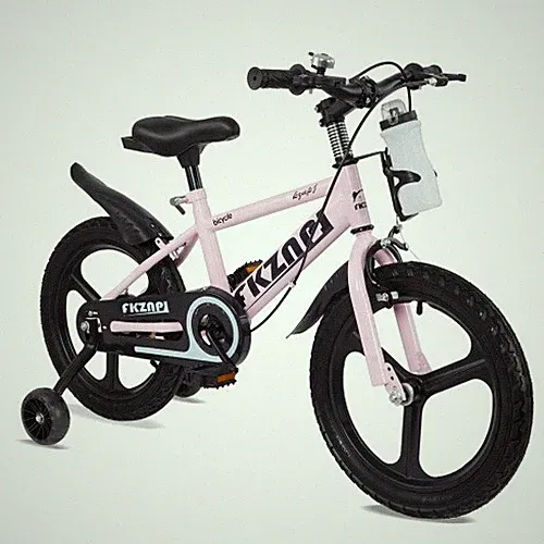 16" Kids Bike Girls Pink High Carbon Steel Frame Training Wheels & Water Bottle