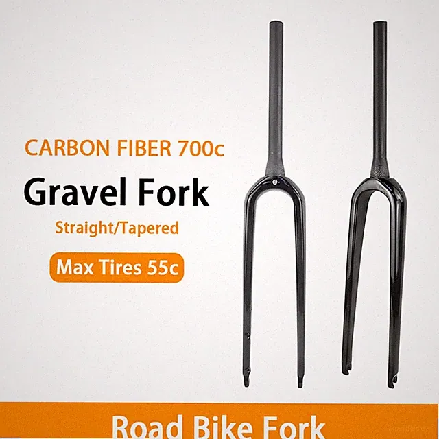 Full Carbon Fiber Road Bike Fork Internal Cable Routing 700C Fits 28-55C Tires