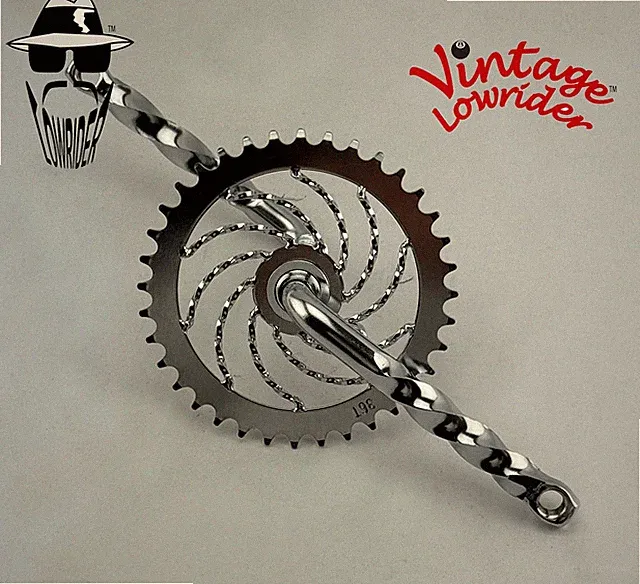 VINTAGE LOWRIDER TWISTED 5 1/2" CRANK & TWISTED 36T SPROCKET CRUISER BICYCLES.